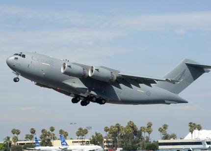 Canada One takes off on its maiden flight from the Long Beach, California airport