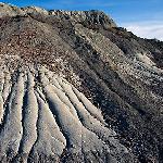 Butte with mudstone and eroded clay, Dinosaur Provincial Park. Alberta