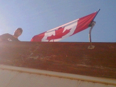 Well, I finaly got it up. This is on top of my 2 storey office \ corimec here in Mostar, Bosnia. It ay not be the best setup but I did make sure that it was slightly higher than any other flag on the base.