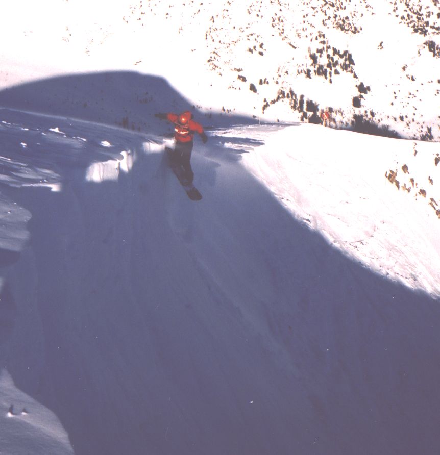 Dropping in to the North Cornice off Paradise Chair at the Lake