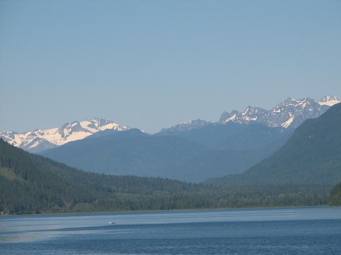 View of part of the Monashee Mountain range(I think). Taken from Sugar Lake BC, on June 25 2006.