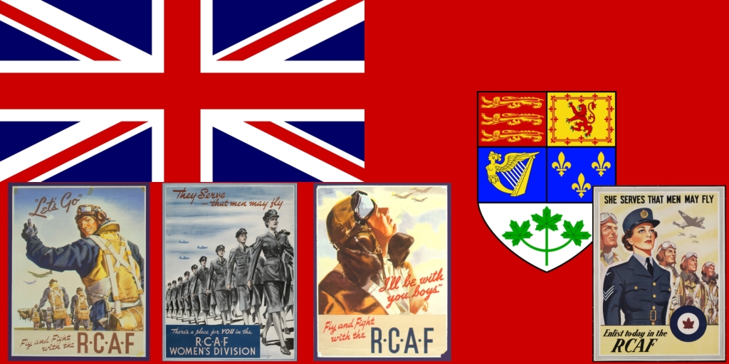 Red Ensign (Canadian Flag) with WWII Air Force Recruiting posters.