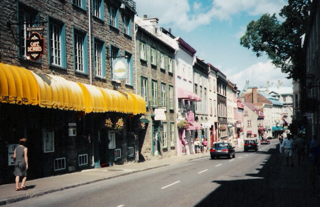 Narrow street in Quebec City's historic district.