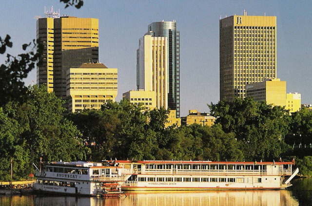 Downtown Winnipeg and the Red River.